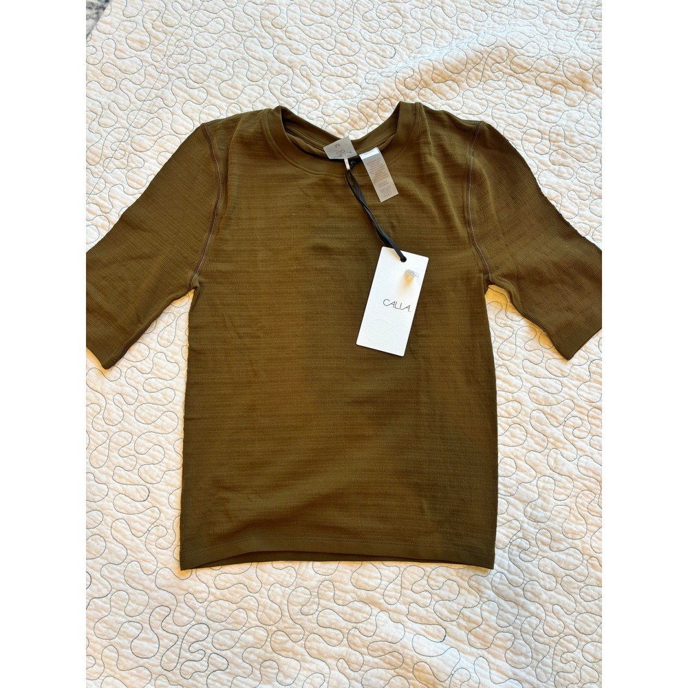 CALIA Focus Seamless Crop Tee Dark Khaki Olive Womens Size Medium